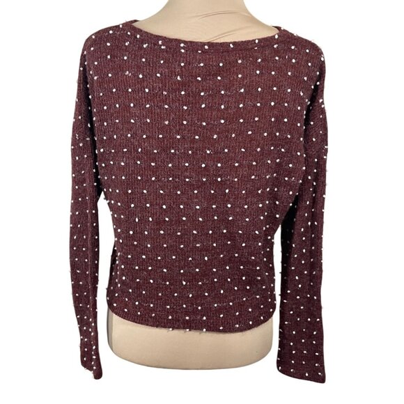 Altar'd State Cropped Sweater Rust Cream Dot Size S Small Lightweight - Picture 3 of 7